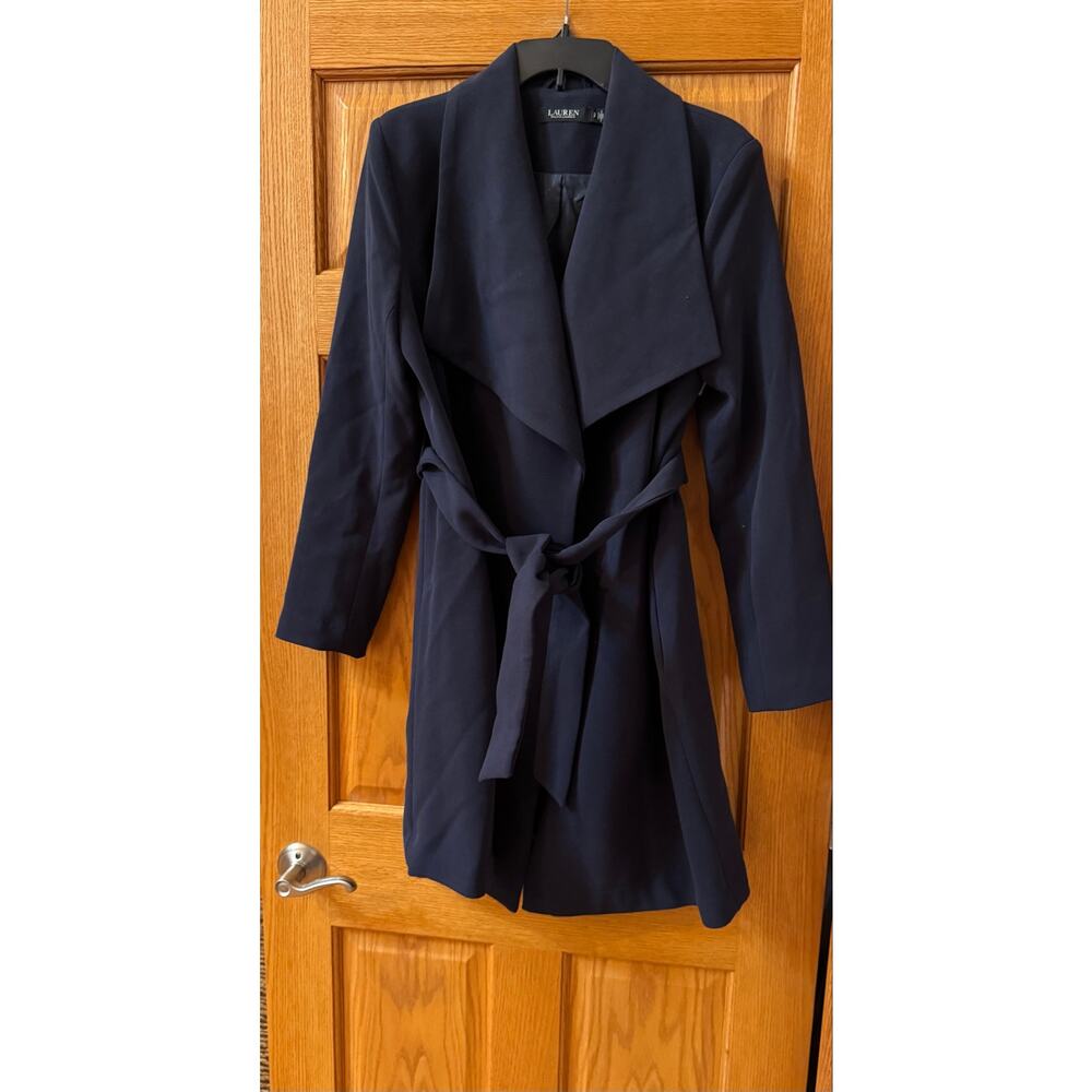 Lauren Ralph Lauren Navy Belted Drape Front Wrap Jacket S (NWOT) - Picture 5 of 7